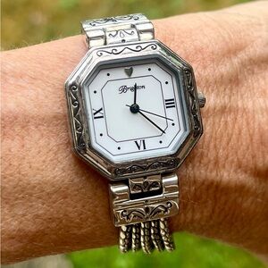 Brighton Silver Octagonal Watch with White Face